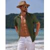 imageCOOFANDY Mens Casual Summer Beach Shirt Button Down Short Sleeve Shirts Vacation Shirt Cotton Linen ShirtsArmy Green