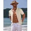 imageCOOFANDY Mens Casual Summer Beach Shirt Button Down Short Sleeve Shirts Vacation Shirt Cotton Linen ShirtsBeige