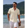 imageCOOFANDY Mens Casual Summer Beach Shirt Button Down Short Sleeve Shirts Vacation Shirt Cotton Linen ShirtsBeige