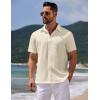 imageCOOFANDY Mens Casual Summer Beach Shirt Button Down Short Sleeve Shirts Vacation Shirt Cotton Linen ShirtsBeige