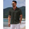 imageCOOFANDY Mens Casual Summer Beach Shirt Button Down Short Sleeve Shirts Vacation Shirt Cotton Linen ShirtsBlack