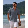 imageCOOFANDY Mens Casual Summer Beach Shirt Button Down Short Sleeve Shirts Vacation Shirt Cotton Linen ShirtsBlue Gray