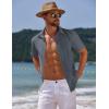 imageCOOFANDY Mens Casual Summer Beach Shirt Button Down Short Sleeve Shirts Vacation Shirt Cotton Linen ShirtsBlue Gray