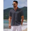 imageCOOFANDY Mens Casual Summer Beach Shirt Button Down Short Sleeve Shirts Vacation Shirt Cotton Linen ShirtsCarbon Black