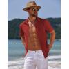 imageCOOFANDY Mens Casual Summer Beach Shirt Button Down Short Sleeve Shirts Vacation Shirt Cotton Linen ShirtsClaret