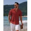 imageCOOFANDY Mens Casual Summer Beach Shirt Button Down Short Sleeve Shirts Vacation Shirt Cotton Linen ShirtsClaret