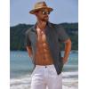 imageCOOFANDY Mens Casual Summer Beach Shirt Button Down Short Sleeve Shirts Vacation Shirt Cotton Linen ShirtsDark Gray