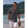 imageCOOFANDY Mens Casual Summer Beach Shirt Button Down Short Sleeve Shirts Vacation Shirt Cotton Linen ShirtsDark Gray