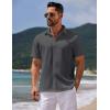 imageCOOFANDY Mens Casual Summer Beach Shirt Button Down Short Sleeve Shirts Vacation Shirt Cotton Linen ShirtsDark Gray