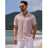 imageCOOFANDY Mens Casual Summer Beach Shirt Button Down Short Sleeve Shirts Vacation Shirt Cotton Linen ShirtsDark Pink