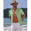imageCOOFANDY Mens Casual Summer Beach Shirt Button Down Short Sleeve Shirts Vacation Shirt Cotton Linen ShirtsIce Green