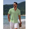 imageCOOFANDY Mens Casual Summer Beach Shirt Button Down Short Sleeve Shirts Vacation Shirt Cotton Linen ShirtsIce Green