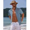 imageCOOFANDY Mens Casual Summer Beach Shirt Button Down Short Sleeve Shirts Vacation Shirt Cotton Linen ShirtsLight Blue
