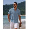 imageCOOFANDY Mens Casual Summer Beach Shirt Button Down Short Sleeve Shirts Vacation Shirt Cotton Linen ShirtsLight Blue
