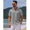 imageCOOFANDY Mens Casual Summer Beach Shirt Button Down Short Sleeve Shirts Vacation Shirt Cotton Linen ShirtsLight Gray
