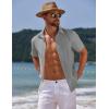 imageCOOFANDY Mens Casual Summer Beach Shirt Button Down Short Sleeve Shirts Vacation Shirt Cotton Linen ShirtsLight Gray