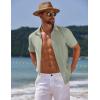 imageCOOFANDY Mens Casual Summer Beach Shirt Button Down Short Sleeve Shirts Vacation Shirt Cotton Linen ShirtsLight Green