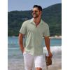 imageCOOFANDY Mens Casual Summer Beach Shirt Button Down Short Sleeve Shirts Vacation Shirt Cotton Linen ShirtsLight Green