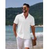 imageCOOFANDY Mens Casual Summer Beach Shirt Button Down Short Sleeve Shirts Vacation Shirt Cotton Linen ShirtsWhite