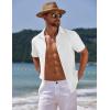 imageCOOFANDY Mens Casual Summer Beach Shirt Button Down Short Sleeve Shirts Vacation Shirt Cotton Linen ShirtsWhite