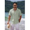 imageCOOFANDY Mens Casual Summer Beach Shirt Short Sleeve Button Down Shirt Vacation Wedding Shirt Linen Textured ShirtsGreen