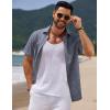 imageCOOFANDY Mens Casual Summer Beach Shirt Short Sleeve Button Down Shirt Vacation Wedding Shirt Linen Textured ShirtsNavy Blue