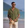 imageCOOFANDY Mens Casual Summer Beach Wrinkle Free Shirts Short Sleeve Button Down Lightweight Untucked Textured ShirtArmy Green