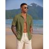 imageCOOFANDY Mens Casual Summer Beach Wrinkle Free Shirts Short Sleeve Button Down Lightweight Untucked Textured ShirtArmy Green