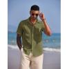 imageCOOFANDY Mens Casual Summer Beach Wrinkle Free Shirts Short Sleeve Button Down Lightweight Untucked Textured ShirtArmy Green