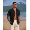imageCOOFANDY Mens Casual Summer Beach Wrinkle Free Shirts Short Sleeve Button Down Lightweight Untucked Textured ShirtBlack