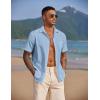imageCOOFANDY Mens Casual Summer Beach Wrinkle Free Shirts Short Sleeve Button Down Lightweight Untucked Textured ShirtLight Blue