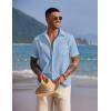 imageCOOFANDY Mens Casual Summer Beach Wrinkle Free Shirts Short Sleeve Button Down Lightweight Untucked Textured ShirtLight Blue