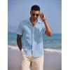 imageCOOFANDY Mens Casual Summer Beach Wrinkle Free Shirts Short Sleeve Button Down Lightweight Untucked Textured ShirtLight Blue