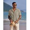 imageCOOFANDY Mens Casual Summer Beach Wrinkle Free Shirts Short Sleeve Button Down Lightweight Untucked Textured ShirtLight Gray