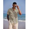 imageCOOFANDY Mens Casual Summer Beach Wrinkle Free Shirts Short Sleeve Button Down Lightweight Untucked Textured ShirtLight Gray