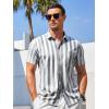 imageCOOFANDY Mens Casual Summer Beach Wrinkle Free Shirts Short Sleeve Button Down Lightweight Untucked Textured ShirtStripesgrey