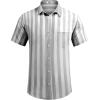 imageCOOFANDY Mens Casual Summer Beach Wrinkle Free Shirts Short Sleeve Button Down Lightweight Untucked Textured ShirtStripesgrey