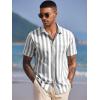 imageCOOFANDY Mens Casual Summer Beach Wrinkle Free Shirts Short Sleeve Button Down Lightweight Untucked Textured ShirtStripesgrey