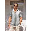 imageCOOFANDY Mens Casual Summer Beach Wrinkle Free Shirts Short Sleeve Button Down Lightweight Untucked Textured ShirtStripesgrey