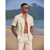imageCOOFANDY Mens Casual Summer Beach Wrinkle Free Shirts Short Sleeve Button Down Lightweight Untucked Textured ShirtVanilla Ice