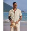 imageCOOFANDY Mens Casual Summer Beach Wrinkle Free Shirts Short Sleeve Button Down Lightweight Untucked Textured ShirtVanilla Ice
