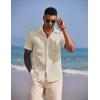 imageCOOFANDY Mens Casual Summer Beach Wrinkle Free Shirts Short Sleeve Button Down Lightweight Untucked Textured ShirtVanilla Ice