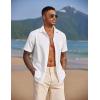 imageCOOFANDY Mens Casual Summer Beach Wrinkle Free Shirts Short Sleeve Button Down Lightweight Untucked Textured ShirtWhite