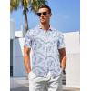 imageCOOFANDY Mens Casual Summer Beach Wrinkle Free Shirts Short Sleeve Button Down Lightweight Untucked Textured ShirtZbluepalm Leaf