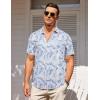 imageCOOFANDY Mens Casual Summer Beach Wrinkle Free Shirts Short Sleeve Button Down Lightweight Untucked Textured ShirtZbluepalm Leaf