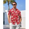 imageCOOFANDY Mens Casual Summer Beach Wrinkle Free Shirts Short Sleeve Button Down Lightweight Untucked Textured ShirtZred Flower