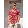 imageCOOFANDY Mens Casual Summer Beach Wrinkle Free Shirts Short Sleeve Button Down Lightweight Untucked Textured ShirtZred Flower