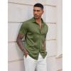 imageCOOFANDY Mens Casual Wrinkle Free Shirts Short Sleeve Button Down Summer Stretch Dress ShirtArmy Green