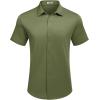 imageCOOFANDY Mens Casual Wrinkle Free Shirts Short Sleeve Button Down Summer Stretch Dress ShirtArmy Green