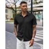 imageCOOFANDY Mens Casual Wrinkle Free Shirts Short Sleeve Button Down Summer Stretch Dress ShirtBlack